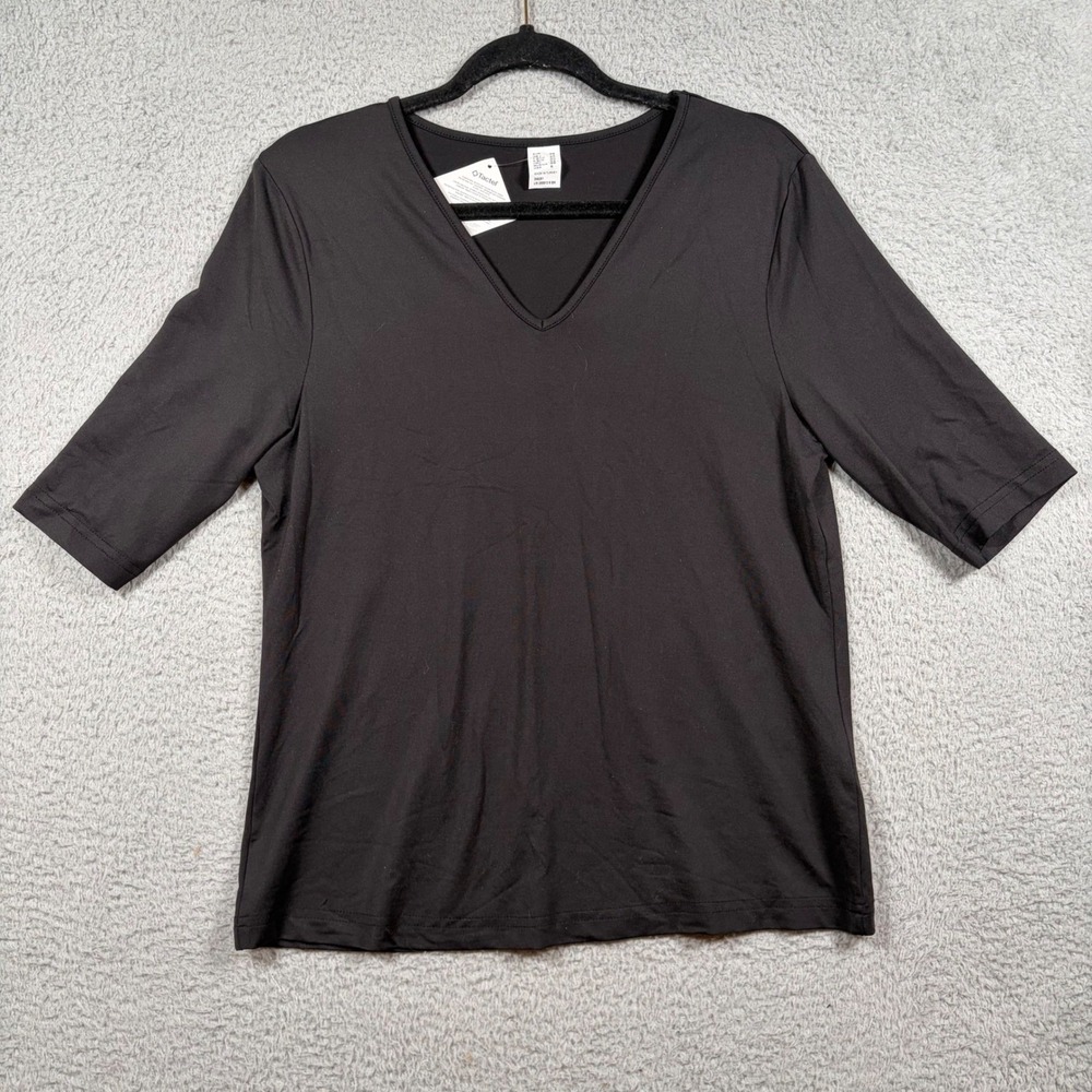NWT Tactel Black V-Neck Performance T-Shirt Moisture Wicking Tee‎ Womens Size 6